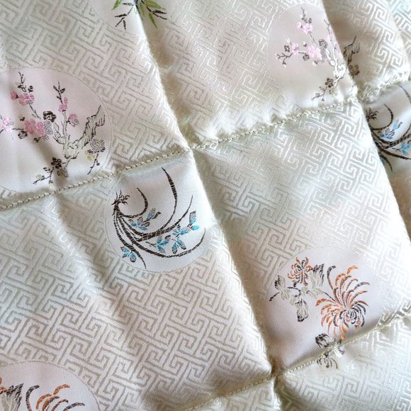 2 Custom Made Asian Theme Large Quilted Pillow Shams 26x47 Gold Embroidery - Picture 2 of 8